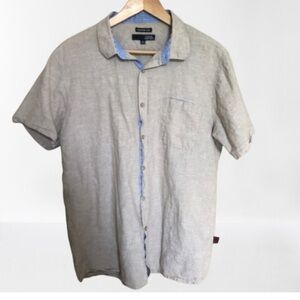 Harvé Benard Tan Linen Button Down Shirt Large